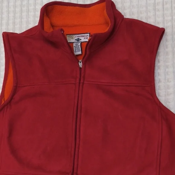 Columbia Red Fleece Vest with Orange Accents - Picture 2 of 14